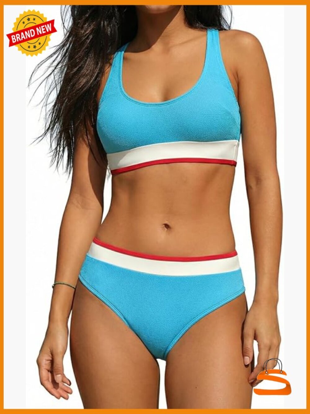 Sporty Scoop Neck Bikini Set Textured Two Piece Swimsuits Padded Cups